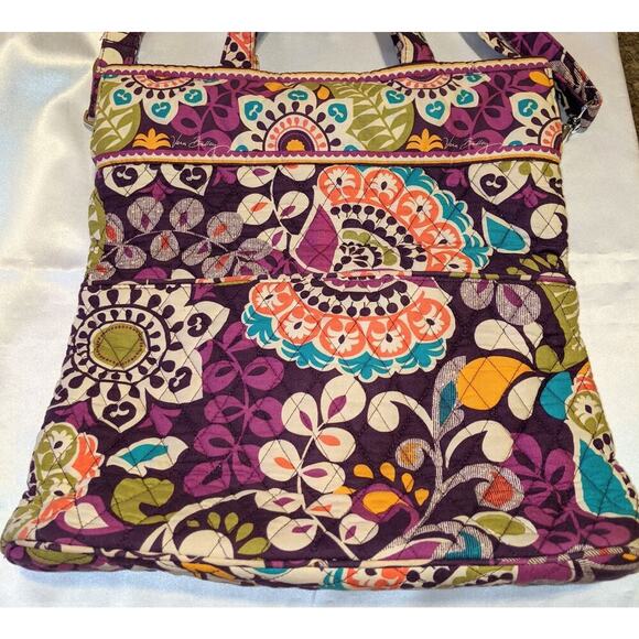 Vera Bradley "Plum Crazy" Convertible Crossbody Tote Purse Shoulder Bag RARE GUC - Picture 2 of 13